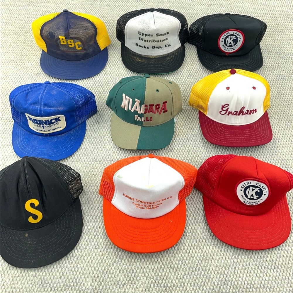 Vintage Trucker Hat Lot Strap Snap Back 80s 90s Advertising Farm Mining Cap  PM5